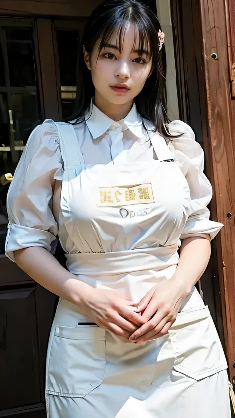 big breasts　busty　apron