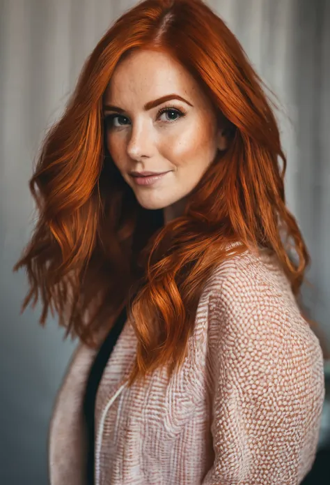 woman, redhead, headshot, indoor, influencer, portrait, realistic, instagram