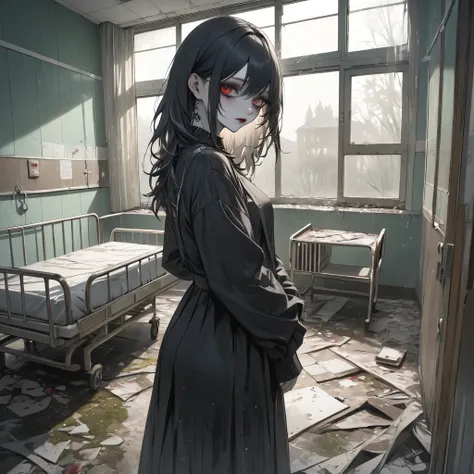 (masterpiece, best quality:1.2), abandoned hospital,dark gothic,horror