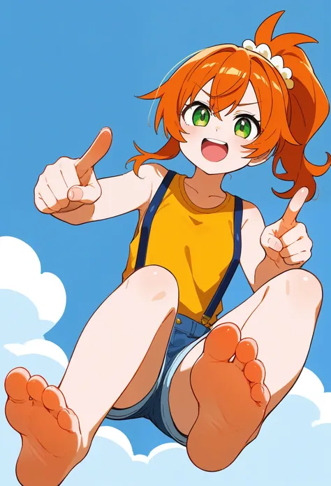 score_9,  score_8_up, masterpiece, best quality, 
 1 girl, foggy,  alone, green eyes,  orange hair,   side ponytail pointing up ...