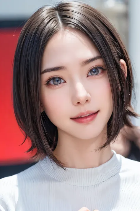 (  table top,  Best Quality、 High image quality:1.4、Very attractive beauty、  Highlights Eyes  、 camera :1.4、Attractive and beautiful woman、 ideal body shape、 perfect anatomy、  short brunette bob hair  、 Sparkling Hair、Bans:1.4、Shining Bang  :1.4、  lip glos...