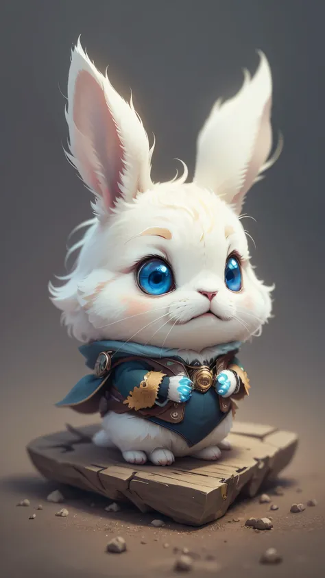 Cute little surreal rabbit with multi-colored eyes. Chibi, logo design, cartoon, cinematic lighting effect, charming, 3D vector art, cute and whimsical, fantasy art, bokeh, hand drawn, digital painting, soft lighting, isometric style, 4K resolution, realis...