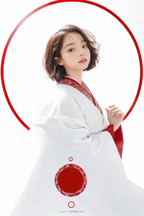 (((white background、White world)))、s、unity 8k wallpaper、super detailed、beautiful beautiful、masterpiece、highest quality、(tangleた、mandala、tangle、tangle)、(fractal art:1.3)、one girl、beautiful black hair、Japanese、Big pink、red kimono、Japanese clothing、very detai...