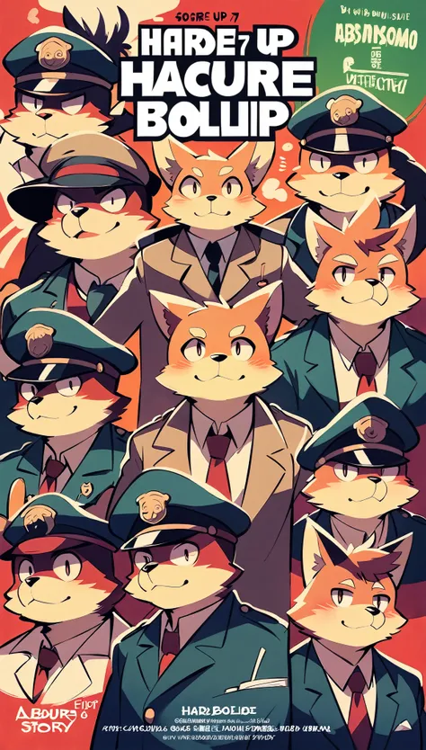 score_9, score_8_up, score_7_up, score_6_up, score_5_up, score_4_up, source_furry, highres, cover page, absurdres, perfect anatomy(handsome 1boy, kemono, furry, anthro)movie poster of hard-boiled detective story,