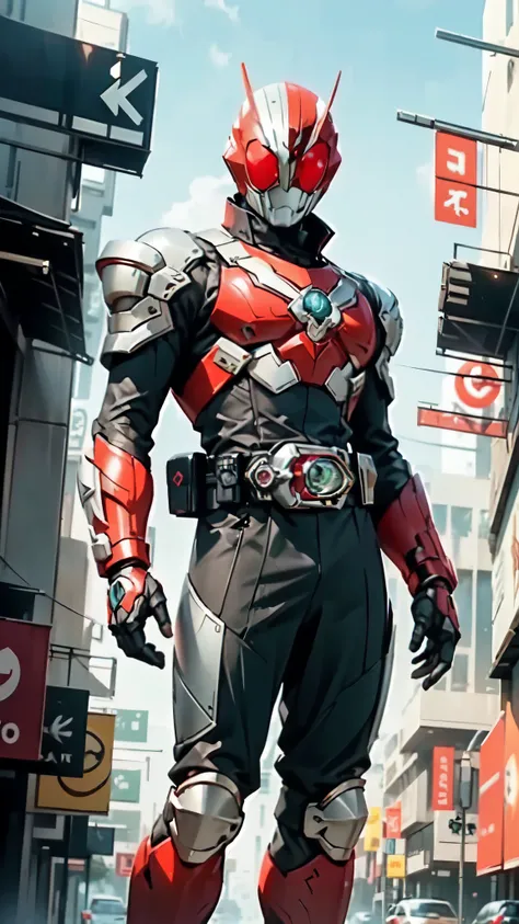 (masterpiece:1.5, best quality:1.5, extremely delicate:1.5), ((male:1.5)), a man wearing a full-face helmet, green eyes, fantasy-style high-tech biomimetic armored combat suit, (a composite layered chest armor), the design balances heavy with agility, full...