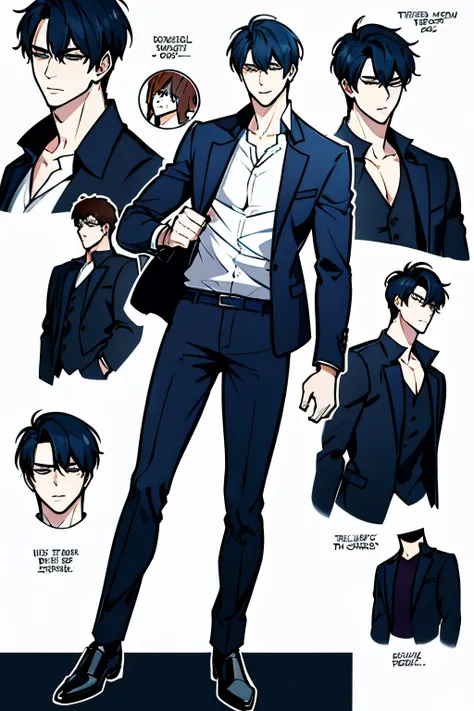 go eunhyuk from the webtoon called operation true love, concept art, character concept, handsome main character, suit, school un...