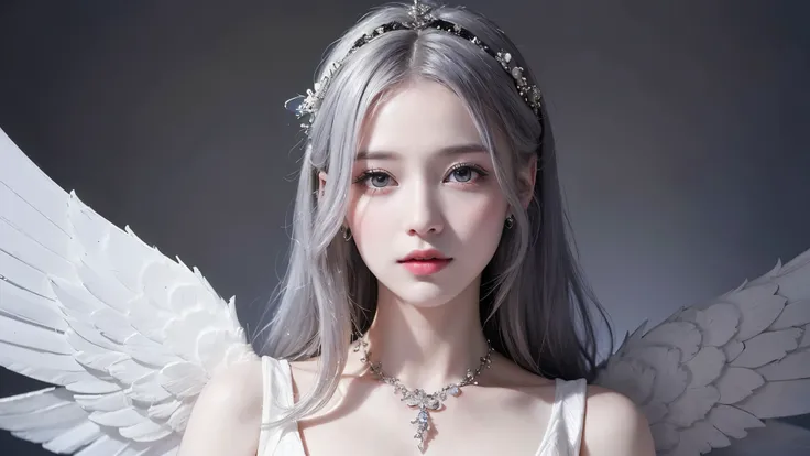 (born, Best Quality, masterpiece:1.5), ( Realistic Like the Picture Complicated Details :1.2) Super high resolution, one absurd girl, beautiful face, round face, purple, fine eyes, symmetrical eyes, silver-haired fairy shining on her face　magic　 Monochrome...