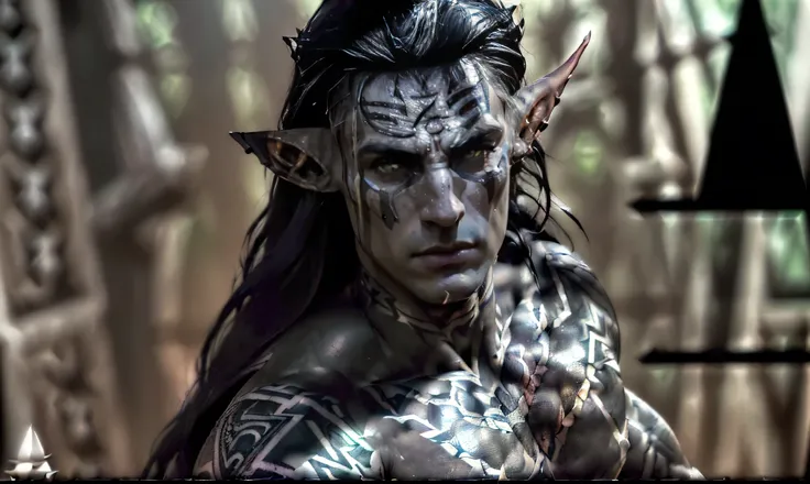 "((highly detailed, detailed eyes, detailed face, clear and realistic facial features, photorealistic, realistic light; cinematic)), (close up), (((mysterious male Tuatha de Danann))), ethereal-looking, ((((((wearing dark elven hunter clothing)))))), (((((...