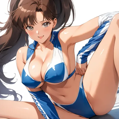 masterpiece, Best Quality, High resolution,16k,official art,super detailed skin,detailed,animated painting,(Kino Makoto),1990s (style),(E-cup beautiful breasts)、 (tall:1.2),height: 175cm,Fashion model body type,(cleavage,sideboob,underboob:1.5),Sexy long l...