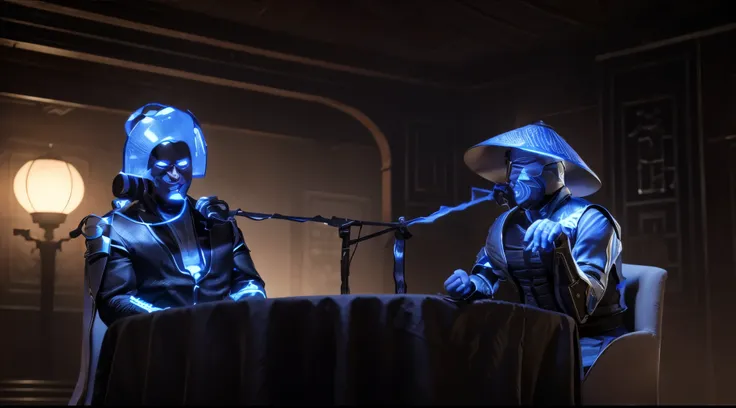 two men at the table, raiden, raiden, raiden изmortal kombat,