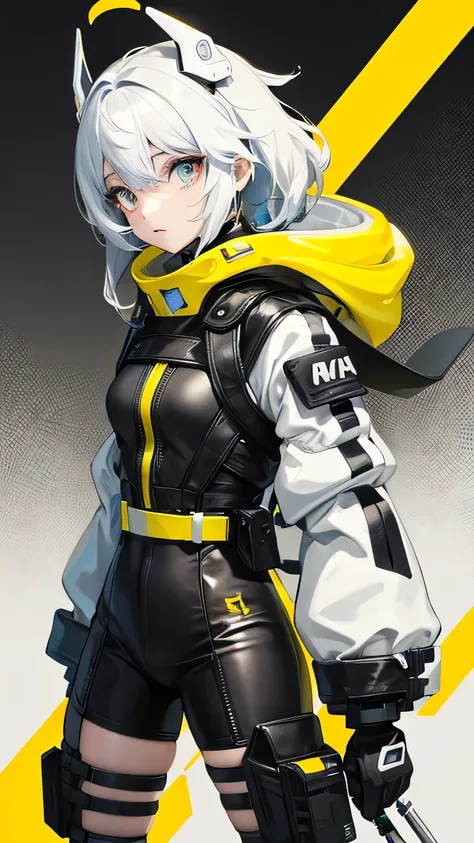 Character in futuristic combination with the colors yellow, black and white