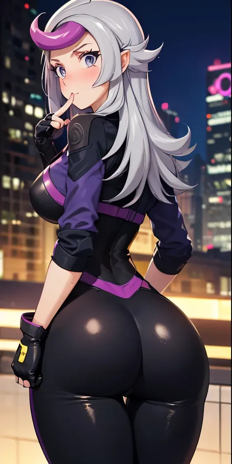 1 female,high definition,high resolution,ultra-realistic,8k, 1girl,  (emma_bessho:1.2),  (grey hair:1.2),(  purple hair:1.2),  g...