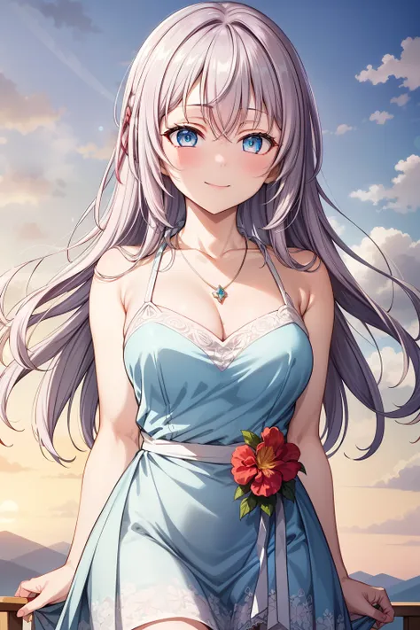 Alisa Kujou, 

"(Day:1.7), a girl standing at attention, 22 years old, young woman, beautiful fingers, beautiful body, beautiful nose, perfect eyes, perfect face, beautiful character design. An anime girl with soft pink hair flowing down in loose waves, we...