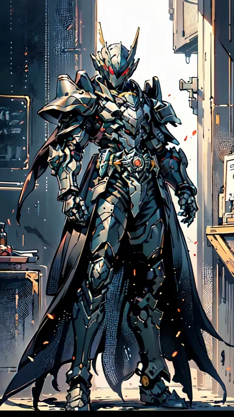 (masterpiece:1.5, best quality:1.5, extremely delicate:1.5), ((male:1.5)), a man wearing a full-face helmet, green eyes, fantasy-style high-tech biomimetic armored combat suit, (a composite layered chest armor), the design balances heavy with agility, full...