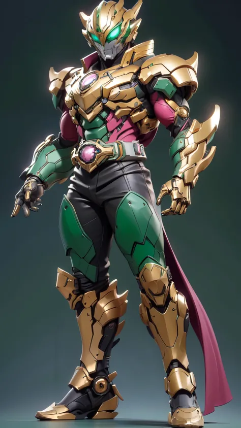 (masterpiece:1.5, best quality:1.5, extremely delicate:1.5), ((male:1.5)), a man wearing a full-face helmet, green eyes, fantasy-style high-tech biomimetic armored combat suit, (a composite layered chest armor), the design balances heavy with agility, full...