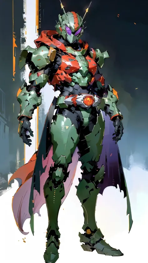 (masterpiece:1.5, best quality:1.5, extremely delicate:1.5), ((male:1.5)), a man wearing a full-face helmet, green eyes, fantasy-style high-tech biomimetic armored combat suit, (a composite layered chest armor), the design balances heavy with agility, full...