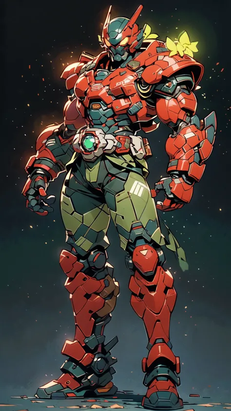 (masterpiece:1.5, best quality:1.5, extremely delicate:1.5), ((male:1.5)), a man wearing a full-face helmet, green eyes, fantasy-style high-tech biomimetic armored combat suit, (a composite layered chest armor), the design balances heavy with agility, full...