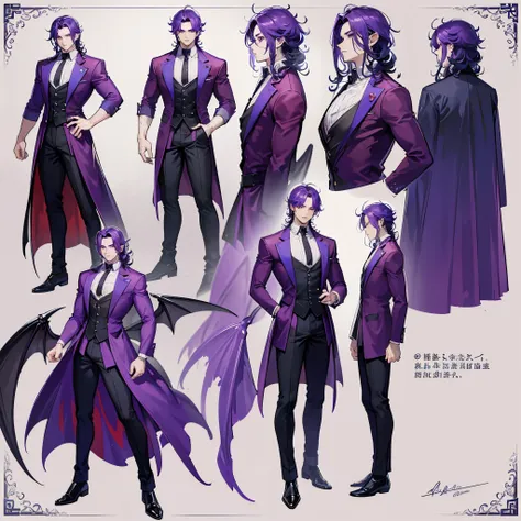 (Masterpiece, best quality), detailed, 1 man, ((character concept art)), ((character design sheet, same character, front, side, back)), full body, body complete, 1 Male demon, 1 Man demon, Detailed face, character design sheet，full bodyesbian, Highly detai...