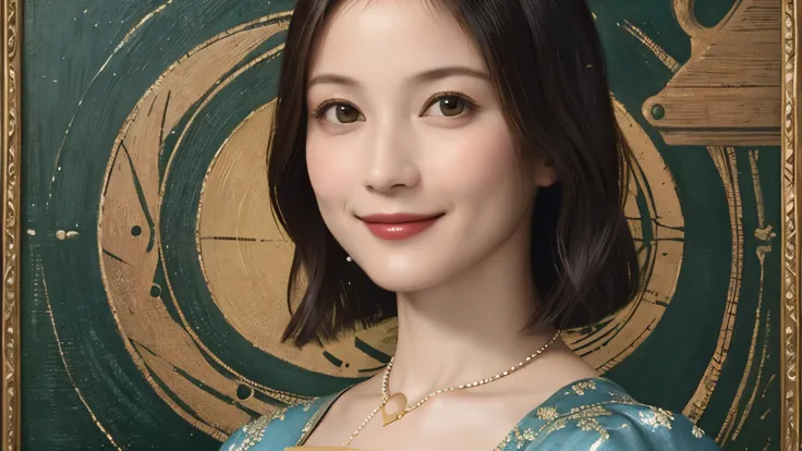 319 (  20-year-old woman), (     super real ), (    High image quality), (     short bob), (smile), ((     in a gorgeous dress )), ((Da Vinci painting     ))