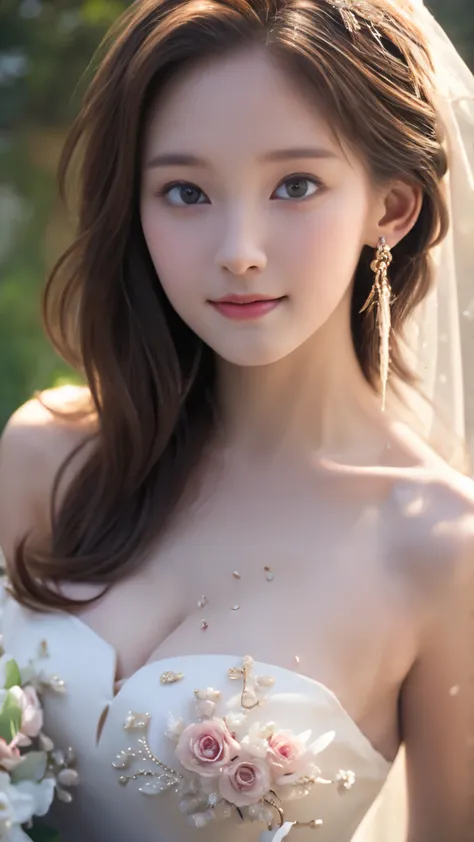 1 girl, very bright backlight, alone, {beautiful and detailed eyes}, autumn night, very beautiful big (huge and ample breasts:1.5) and a huge waist ((press the chest)), huge and ample breasts,calm expression, natural soft light, short bob hair:1.5、hair blo...