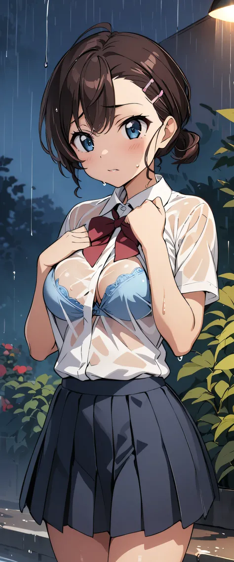 (((masterpiece)))、((Best Quality))、(Ultra-detailed)、(CG illustration)、( Very Beautiful Girl))、 cinematic light 、((1 Girl))、 、(Beautiful and luxurious:1.2)、( one girl:1.3),garden,Junior high school students,((Student Uniform)),,,Fits perfectly against the s...