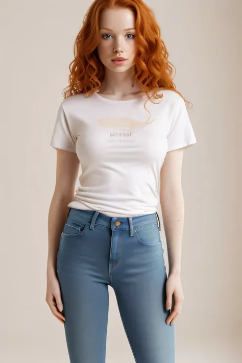 1girl in, age21, Madelaine Petsch, photo of perfect woman, 53", Solo, Aesthetic artwork, (irish  redhead, wavy ginger hair, shoulder length ginger hair:1.25), (some small freckles, pale skin, small breasts, B-cup, hard nipples, runners body, very thin wais...