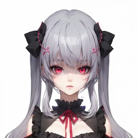 anime girl with long white hair and black dress with red eyes, anime moe artstyle, render of april, portrait gapmoe yandere grimdark, portrait of an anime girl, gapmoe yandere grimdark, shikamimi, gapmoe yandere, gothic maiden anime girl, anime character, ...