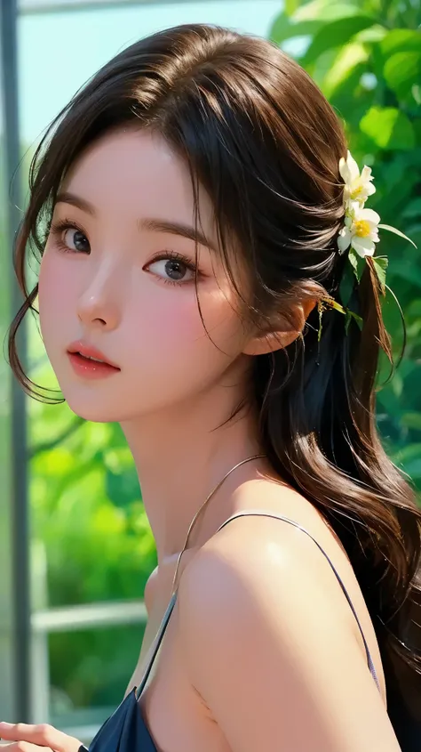 (masterpiece), (top quality), (highly detailed), (illustration), (1girl), looking at the viewer, (interview), delicate and beautiful face, floating, (high saturation), (shining), blue sky, bright and beautiful face, skin is young and radiant, fair and radi...