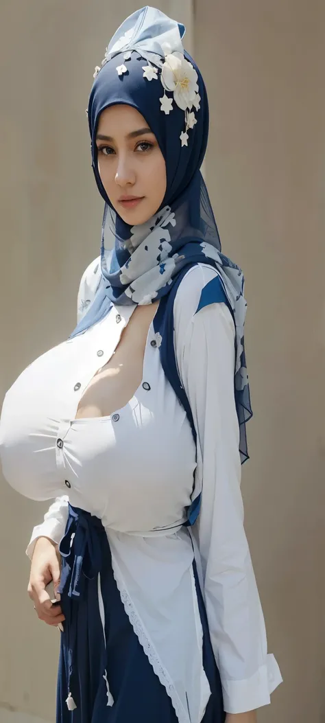  big breast hijab blue