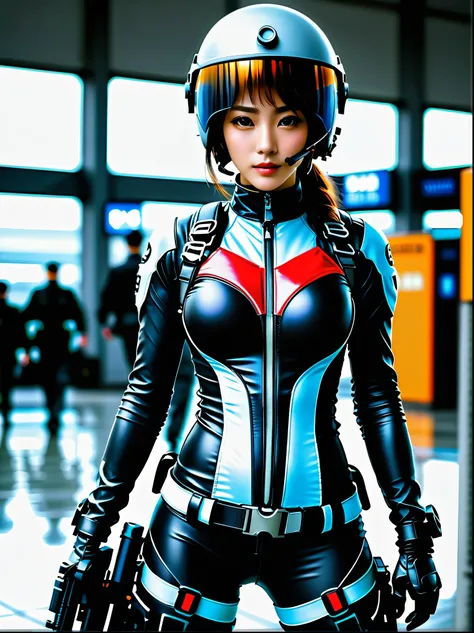 ( High Quality , amazing detail , super high definition), ( realism: 1.4), a beauty girl, Reality Manipulation Scenario with Delicate and Beautiful Faces , (( Bold Shot 、 Vivid shot)), Thin and Tall Beautiful Girl , (Black racing suit、I like, Many dev...