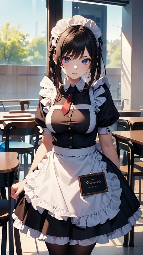 8k high resolution (Super detailed), masterpiece, (Best Quality)　 Anime Illustration 　 detailed eyes on board,  detailed face　 detailed hands　Fine hair　 very elaborate body、 fine skin 　 1 girl 　(maid)　Long Hair　Braided Hair　 twin tails　 apron dress　 frill ...