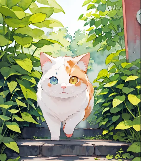 (masterpiece),(Best Quality),(  very detailed),(  down in high resolution),((Line art)),((watercolor)),16k, wallpaper,三毛猫の  very detailedな絵、 crazy details  、  very detailed猫、  My house where calico cats roam  、 Calico Munchkins relaxing on stone steps、Old townscape of Japan、Plants walking along the promenade  、 sunlight filtering through the trees，Another World、The creation of silence、Long Hit、The target is small、