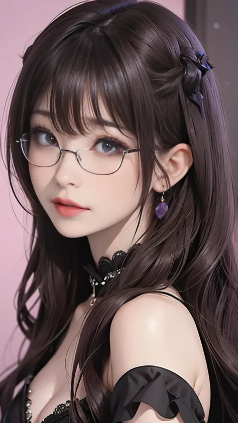 background（black night sky，Big Moon），Close-up of a woman，Wearing a white shirt、Purple Hair，Very long hair，very thick braids，Purple eyes，big ，((Glasses))、realistic girl rendering, 8k artistic german bokeh, Enchanting girl, Real Girl, Gurwitz, Gurwitz-style ...