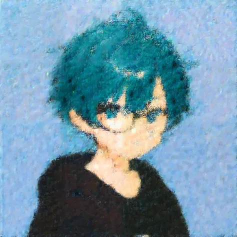 (masterpiece, Best Quality:1.2), Super detailed, 2D Art, Chibi,   One Man Touching a Beard ,  navy blue hair , light wavy casual short hair ,The bangs are casually short hair that is lightly wavy over the eyes ,Plain black hoodie,, black eye glasses,blue e...