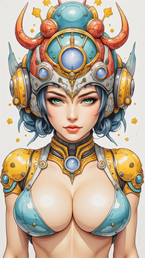 ((best quality)), ((masterpiece)), (detailed), perfect face of cyberpunk mecha japanese girl, surreal, art nouveau, in the illus...