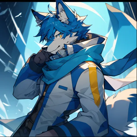 kaito,blue fur,scarf,wolf,furry,vocaloid