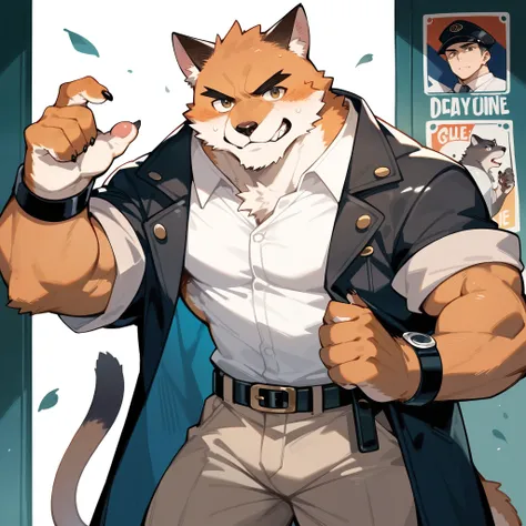 score_9, score_8_up, score_7_up, score_6_up, score_5_up, score_4_up, source_furry, highres, cover page, absurdres, perfect anatomy(handsome 1boy, kemono, furry, anthro)movie poster of hard-boiled detective story,