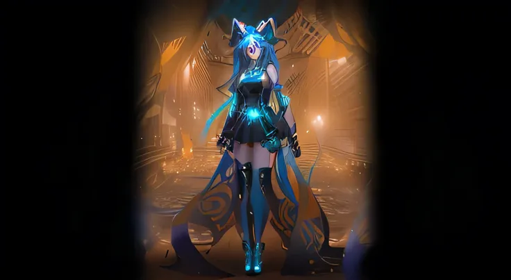 Anime girl with long hair and blue eyes standing in front of a background, kda,  hatsune miku, miku, official character art, Snake, seraphine ahri kda, ahri, lamia,  art style anime moe , senna League of Legends, full body xianxia, League of Legends, very ...