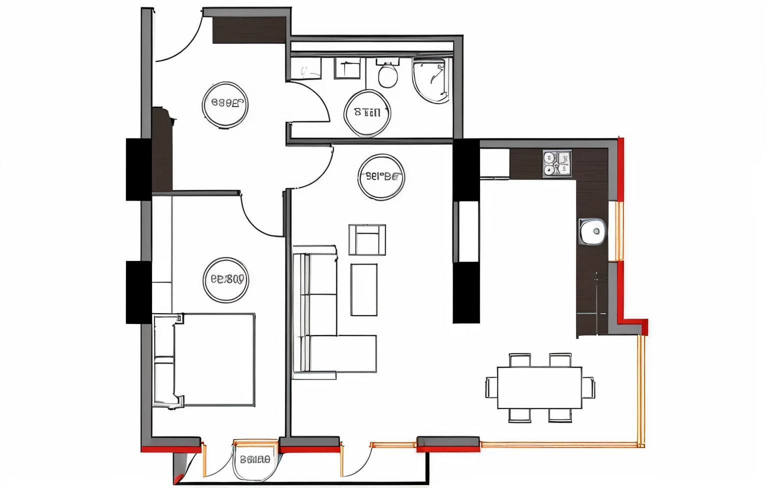 Rooms:	2
Total area:	703.96ft²
Entrance hall	96.88ft²
Bedroom	135.63ft²
Balcony	36.06ft²
Living room/kitchen	380.50ft²
Bathroom	54.90ft²
 