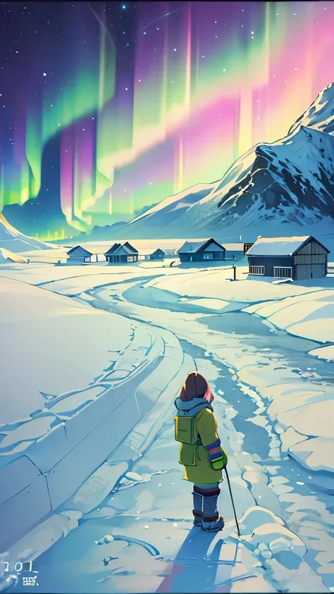 Masutepiece、A girl、Winter gear、Antarctic Base 、 Looking out at the Northern Lights