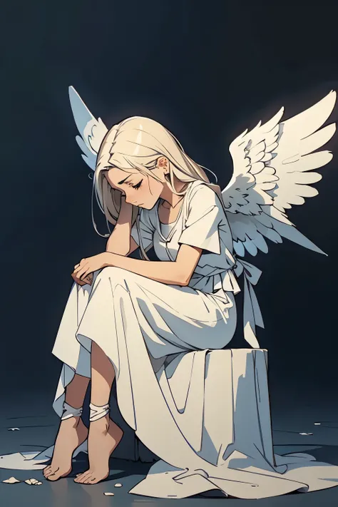 A grieving angel, depressed