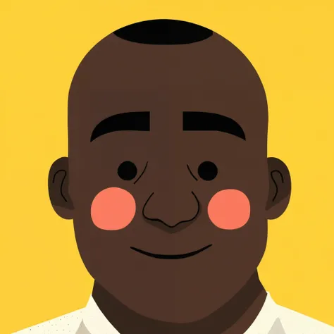 mpzthzz, solo, 1boy, male focus, simple background, blush stickers, portrait, dark skin, yellow background, black eyes, looking ...