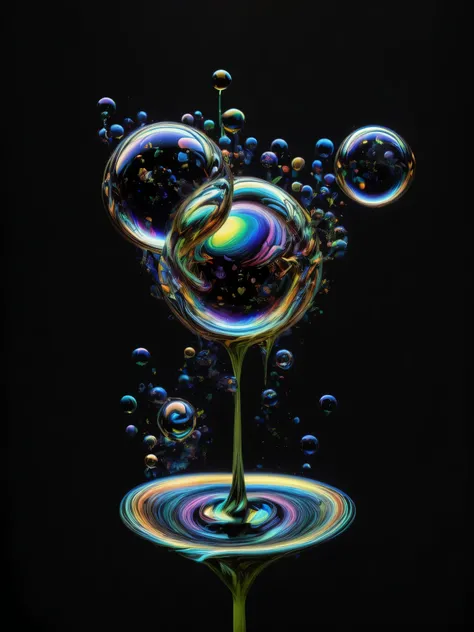 An image of light emerging from colors in a psychedelic dream, shimmering glass morphing out of colors, trippy vibrant colors, perfectly formed beautiful reflective bubbles, attention to detail on the bubbles and spheres, beautiful psychedelic digital art,...