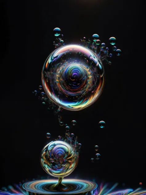 An image of light emerging from colors in a psychedelic dream, shimmering glass morphing out of colors, trippy vibrant colors, perfectly formed beautiful reflective bubbles, attention to detail on the bubbles and spheres, beautiful psychedelic digital art,...