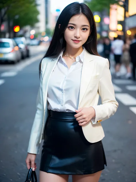 (BEST QUALITY, MASTERPIECE, ULTRA HIGH RESOLUTION, (PHOTOREALISTIC:1.4), RAW PHOTO, DEPTH OF FIELD,PROFESSIONAL LIGHTING), (1girl, (((15-years-old))), the most famous Japanese-idol, (innocent smile)), ((standing at Japanese-street)), (((model-pose))), (((w...