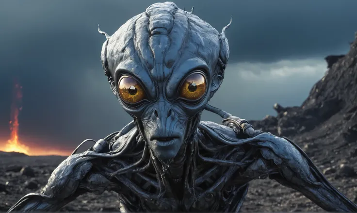 pretty face,eyebrow up,full body length, niobium ,swampy angry fairy,full body length shot,very beggar niobium graphite The Alien Entity, baby,starving after war,full body shot, of psychedelic style ,The iris looks weird, attractive, The stars in space is ...