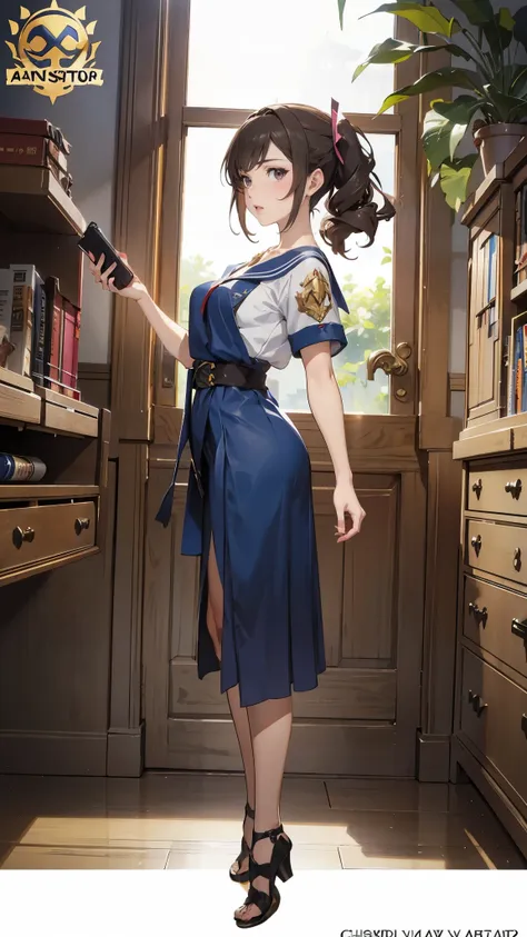 anime - style illustration of a woman in a  high school outfit, video game character, official character art, trending on cgstat...