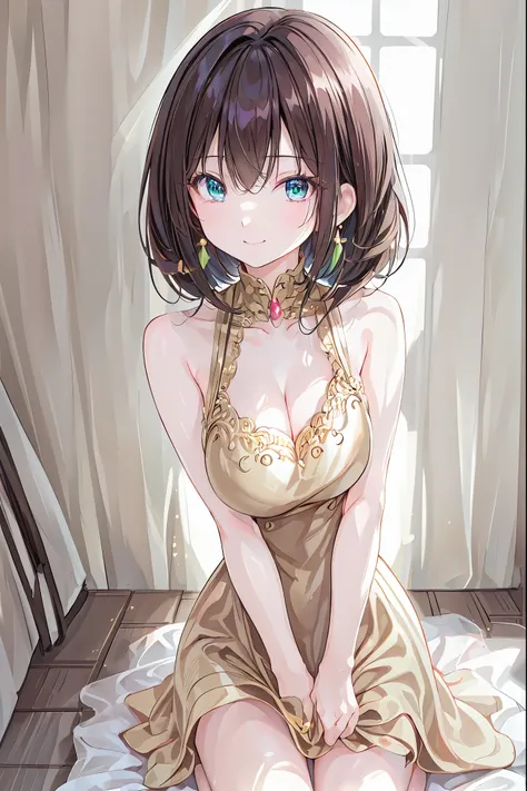 1人of女of子, armor, black_hair, blur, blur_background, blur_   foreground   , chest, green_eye, closure  _mouth, depth_of_field,   ...