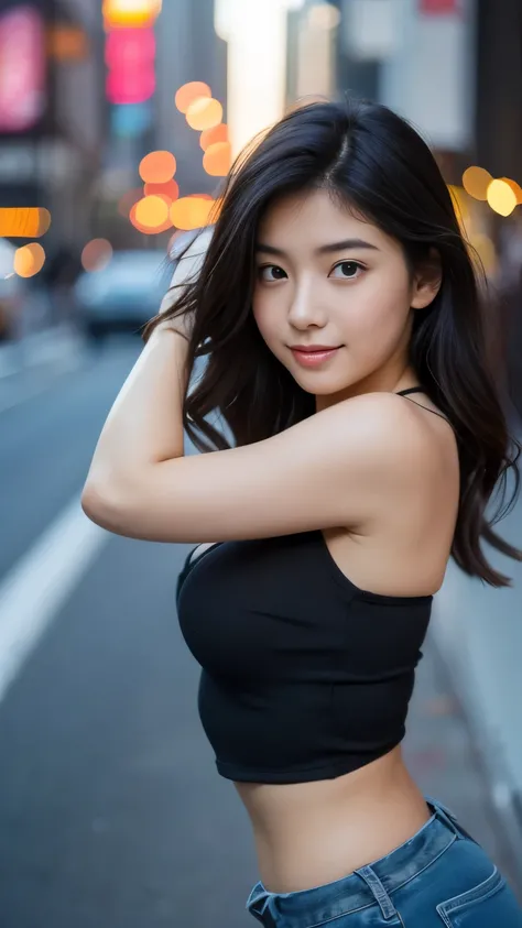 
Front view,  full body, standing pose,   On the road,  in  New York City,  watching viewers ,  Japanese girls 20-age ,( middle black hair, detail face,  cute face,  beautiful eyes,  Small lips, open smile), Nice Body, (masterpiece, Best Quality,  high res...