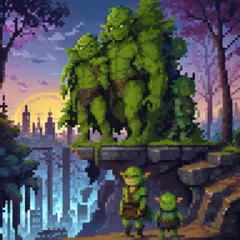 (( Goblins City : 1.5)), (masterpiece), ( is the best quality: 1.0), ( Ultra High Resolution : 1.0), Detailed illustrations,  Detailed Scenery ,  vibrant  colors goblins walking through the city, 8K, night, Moon Clouds , ((magic,  beautiful , Trees: 1.4 ))...